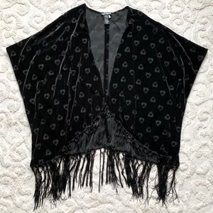 Burnout Velvet Planchette Tassel Kimono xs